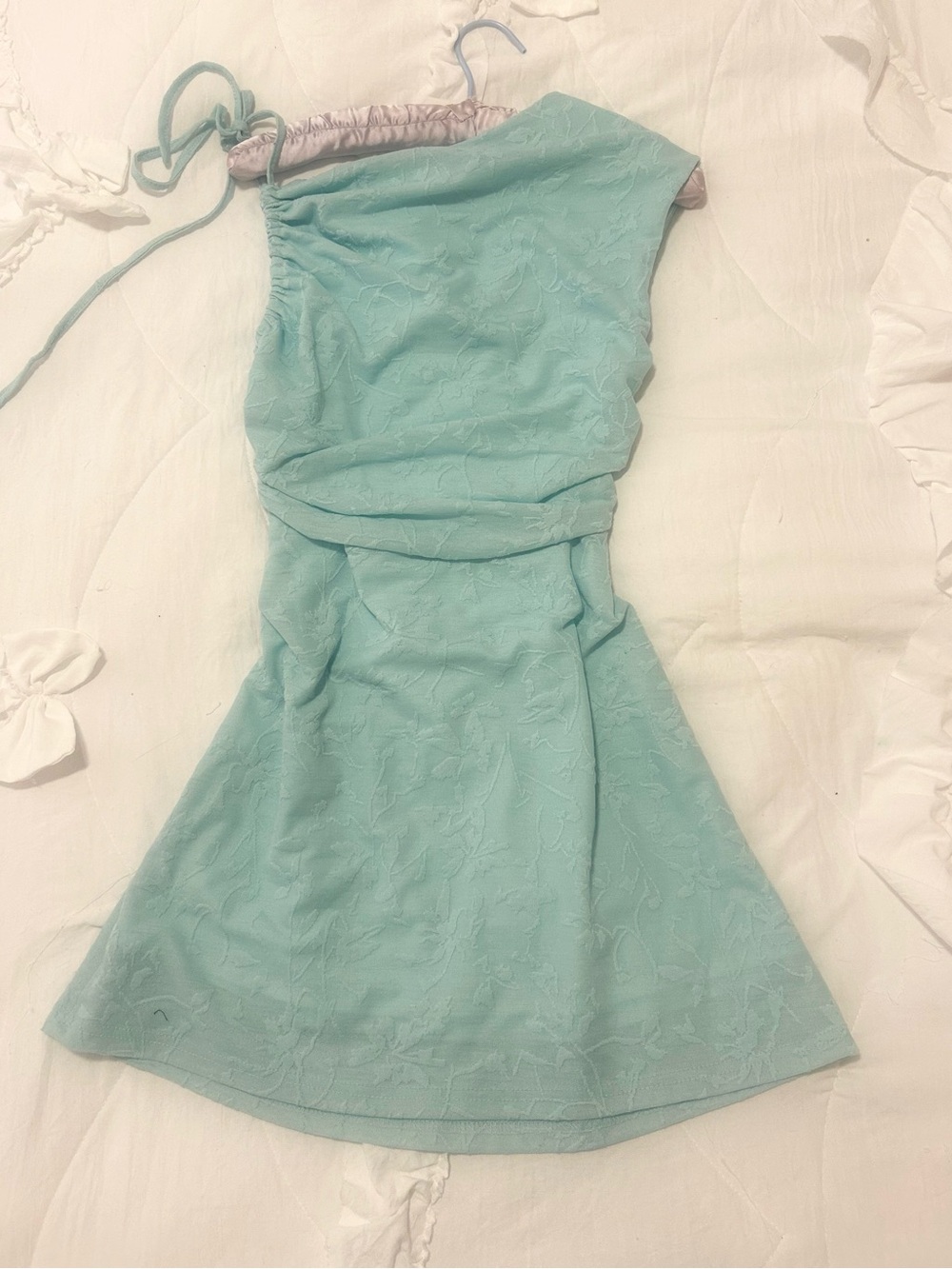 One-Shoulder “tiffany” blue Dress cider 👗